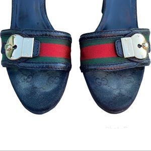 Gucci black signature lock & key open toe heel US 7.5